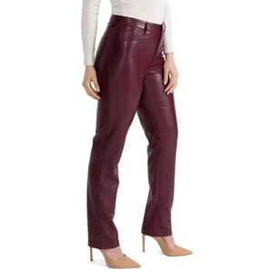 NEW Joie Burgundy High Rise Ankle Pants Faux Leather